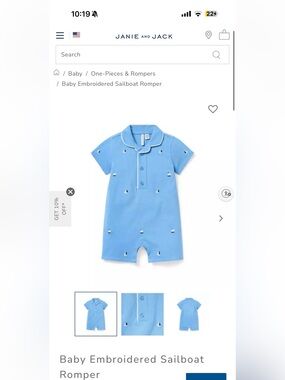 Janie and Jack Baby Embroidered Sailboat Romper